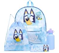 Bluey Mochilas Escolares Set de Mochila Escolar Guarderia 4 Piezas con Botella Agua Estuche Escolar Bolso Deporte o Bolsa Almuerzo Tie Dye