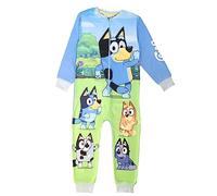 Bluey Onesie para niños o niñas, Ropa de Estar por casa de Forro Polar Todo en uno, Pijama Todo en uno, Azul, Edad 5-6 Años
