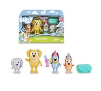 Bluey - Pack 4 Figuras cumpleaños, Figuras articuladas nuevos Amigos listos para el cumpleaños, muñecos de la Serie Infantil, Famosa (BLY63200)