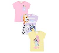 Bluey Paquete de 3 camisetas para niñas y niños, rosa, 4-5 años