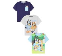 Bluey Paquete de 3 camisetas para niños y niñas, paquete múltiple, azul, 2-3 años