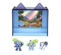Bluey Paquete de episodios Fuzzies: Camping. con 3 minifiguras coleccionables especialmente flocadas (incluye 1 exclusiva), vitrina, tarjeta de intercambio de papel de aluminio y guía de coleccionista