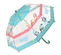 Bluey - Paraguas transparente para niños, seguro y fácil de abrir, perfecto para niños, material resistente a la intemperie, divertidos y coloridos diseños azules, azul, S