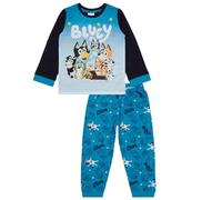 Bluey Pijama para niños - Conjunto de pijama de manga larga con estampado de personajes y parte inferior estampada - Ropa de dormir de algodón de 2 a 8 años, azul, 5-6 años