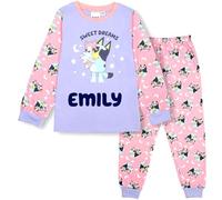 Bluey Pijama personalizado para niños, 100 % algodón, manga larga, pijama de invierno, suave y cómodo, regalo para niñas, rosa, 1-2 Years