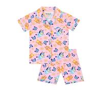 Bluey Pijama Pijama Niña De Botones | Pijamas De Verano Manga Corta para Niñas | Rosa | 5-6 Años