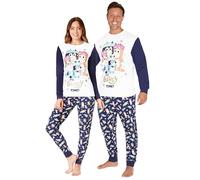 Bluey Pijamas Iguales para la Familia Pijamas Familia Ropa de Dormir Cálido para Niños Hombre Mujer Regalos para la Familia (Blanco/Azul Mujer,L)