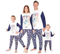 Bluey Pijamas Iguales para la Familia Pijamas Familia Ropa de Dormir Cálido para Niños Hombre Mujer Regalos para la Familia (Blanco/Azul Niños,3-4 Años)