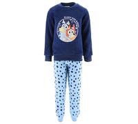 Bluey Pijamas para Niños, 2 Piezas Camiseta y Pantalon Largo Terciopelo para Niña, Pijama Polar Suave, Talla 4 Años | Azul Oscuro