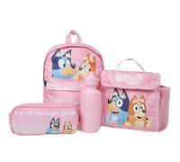 Bluey Pink Bingo - Mochila para niños, bolsa de almuerzo, estuche para lápices y botella de agua, mochila para guardería para niñas