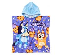 Bluey Poncho para niños, toalla de playa con bingo, toalla de baño, envoltura de natación, bata cambiadora con capucha, 100% algodón, 120 x 60 cm