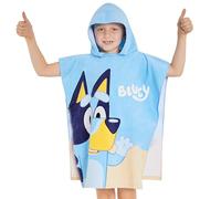 Bluey Poncho Toalla Niña Niño Toalla de Playa Infantil con Capucha Albornoz Niña Poncho Playa Piscina Algodón Talla Única (Azul/Naranja)