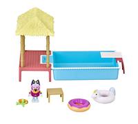 Bluey Pool Time Fun Playset: Bluey figure in Swim Suit, Pool with Diving Board and Deck and 4 Accessories