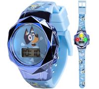 Bluey - Reloj Digital LCD para niños con espectáculo de luz LED y Correa de | Pantalla LCD brillante, espectáculo de luz LED, correa de silicona ajustable y diseño resistente al agua para muñecas de 5.5