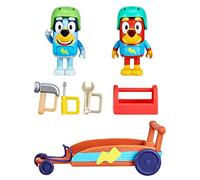 Bluey Rusty Go-Kart Playset; Figuras de acción coleccionables Oficiales de 2.5 a 3 Pulgadas Rusty con Go-Kart, Cascos, Herramientas y Accesorios de Caja de Herramientas