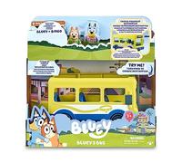 Bluey - School Bus, autobús para el Cole 2 Figuras con Bingo Personajes de la Serie de Dibujos inantil, Cartel con Destino de Ruta Giratorio, niños y niñas + 3 años, Famosa (BLY39010)