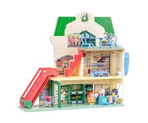 Bluey Set de Juego Supermercado de 3 Pisos con 24 Sonidos | Más de 40 cm de alto, escalera mecánica, intercomunicador, +15 piezas y figuras exclusivas de Bluey y Bingo
