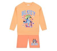 Bluey Sudadera Y Pantalones Cortos Niña | Set De Shorts Y Sudadera Niña| Ropa Para Niños De Primavera | Naranja 2-3 Años
