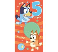 Bluey - Tarjeta de cumpleaños para 5 años, tarjeta de 5º cumpleaños para los amantes de Bluey