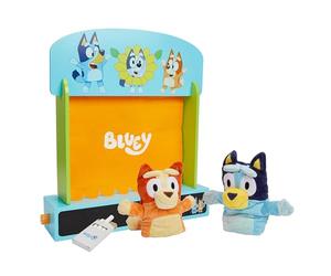 Bluey Teatro de marionetas, juego de madera colorido con teatro y marionetas, material certificado FSC, diversión imaginativa para edades de 3 años en adelante