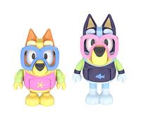 Bluey Tiempo de la Piscina and Bingo - Juego de 2 Figuras articuladas de 2.5 Pulgadas, Incluye 2 Pares de Gafas de natación extraíbles, Juguete Coleccionable Oficial