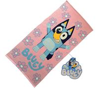Bluey Toalla Infantil Rosa 70x140 cm | Microfibra Suave y Ultraligera | Secado Rápido | Diseño Oficial Playa, Piscina y Baño | Regalo Ideal para Niñas y Fans