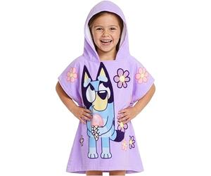 Bluey Toalla Poncho con Capucha para Niños Poncho Playa y Piscina Infantil Algodon Absorbente Regalo para Niños (Morado, 3-8 Años)
