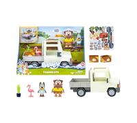 Bluey - Tradies Truck, Camioneta, Incluye Figurita Conductor, Accesorios Divertidos como Caja de Fruta, Flamenco, Planta y Pegatinas, Famosa (BLY82000)