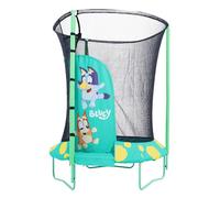 Bluey Trampolín de 4 pies con recinto, Cama elástica de jardín al Aire Libre para niños, sin Cremallera, Puerta Acolchada, Red Acolchada, Marco de Baja Altura, Juego Activo para Mayores de 3 años