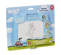 Bluey Travel - Bloc magnético para garabatos con bolígrafo y 3 sellos, dibuja y borra sin ensuciar, azul