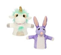 Bluey Unicorse & Bob Bilby - Marioneta de mano de peluche (2 unidades, 8-9 pulgadas), tela suave de lujo, detalles bordados, perfecto para manos de niños pequeños, juego imaginativo, juguetes