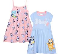 Bluey Vestido Niña y Bebe Pack de 2 Vestidos de Verano Ropa de Niña Cómoda para Fiestas Vacaciones y Diario Regalo para Niñas (6-7 Años, Multi)