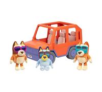 Bluey y Amigos Gran 4x4 de los Heeler con 3 Peluches | Peluches exclusivos de Bluey, Bingo y Chilli, hoja de pegatinas y capó que se abre para guardar juguetes