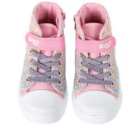 Bluey Zapatillas altas para niños y niñas, zapatos de lona con correa de cierre táctil, cordones brillantes y cremallera lateral, diseño floral con licencia oficial, tallas 6-12, Pink, 25 EU