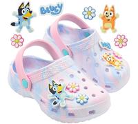 Bluey Zuecos Clogs Zapatillas Niña y Pequeños Adornos Correa Trasera Bingo Sandalias Verano para Casa Playa Piscina Jardín (27 EU, Bluey Tie Dye)