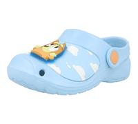 Bluey Zuecos para niños y niñas con insignia iluminada para niños, sandalias deslizantes con correa al tobillo, zapatos de playa para vacaciones, Blue, 25 EU