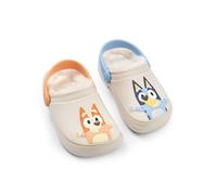 Bluey Zuecos Unisex Bingo para niños en Beige, Naranja, Azul y Multicolor con Forro de Piel | Calzado con Dibujos Animados para Uso Diario | Diseño fácil de Poner y Quitar para Jugar