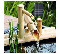 BLUEZY Fuente De Jardín Zen De Bambú, Fuente De Agua Solar En Bambú con Bomba Decoración De Jardín Japonés, Fuentes De Jardines Exteriores, Paisaje Acuático para Estanque, Pecera, Patio 50cm