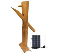 BLUEZY Fuentes De Jardines Exteriores Fuente De Agua Solar En Bambú con Bomba Caño De Fuente De Agua Al Aire Libre Fuente De Agua De Bambú Japonés Feng Shui Hecha A Mano 80cm