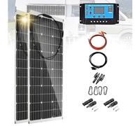 BLUEZY Kit De Panel Solar De 160W 2 * 80W 24V / 12V Sistema De Panel Solar Flexible Fuera De La Red, Módulo Monocristalino Fotovoltaico De 18 V, Placa Solar con Controlador Solar 40A