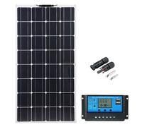 BLUEZY Kit Sistema Panel Solar Flexible 100W 200W 300W 400W, Módulo Fotovoltaico Panel Solar Monocristalino para Carga Batería, Placa Solar con Controlador Carga De 40 A para El Hogar, Camping 4Pcs