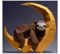 BLUEZY Modelado De Perezoso, Modelo De Papel DIY, Kit De Manualidades De Papel 3D, Decoración De Pared Creativa, Rompecabezas De Origami Hecho A Mano, Trofeo De Papel 3D C