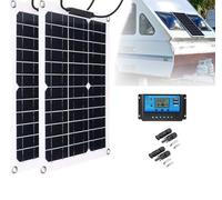 BLUEZY Panel Solar Monocristalino De 30 W, Placa De Carga Flexible De 18 V, Placa Solar con Controlador Carga De 10 A-60A Panel De Carga Solar con Protección contra Sobrecarga para Cámara 10A