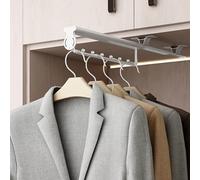 BLUEZY Percha De Ropa Extraíble, Barra Armario Extensible, Pantalonero, Acero Resistente para Almacenamiento De Ropa, Perchero De Pantalones para Armario, Ahorrar Espacio A,26cm