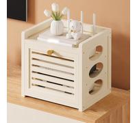 BLUEZY Router Rack Caja Router Pared Bambú Organizador para Router WiFi Inalámbrico Caja De Almacenamiento De Enrutador Caja De Almacenamiento para Enrutador WiFi A,40x28cm