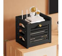 BLUEZY Router Rack Caja Router Pared Bambú Organizador para Router WiFi Inalámbrico Caja De Almacenamiento De Enrutador Caja De Almacenamiento para Enrutador WiFi B,30x28cm