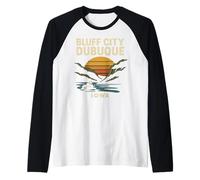Bluff City Dubuque Camisa Iowa Steamboat Sunset Retro Camiseta Manga Raglan