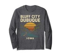 Bluff City Dubuque Camisa Iowa Steamboat Sunset Retro Manga Larga