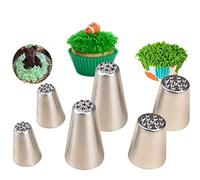 BLUGUL 6pcs Hierba Boquilla de Decoración, Césped Boquilla de Tubería, Boquilla de Glaseado, para Decoración de Pasteles, repostería, Galletas, Crema
