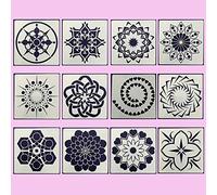 BLUGUL Plantillas de Mandala, Mandala Punteando Plantilla, para Pared de Bricolaje, DIY Piedras Arte, Muebles de Madera, Type F 12 Piezas